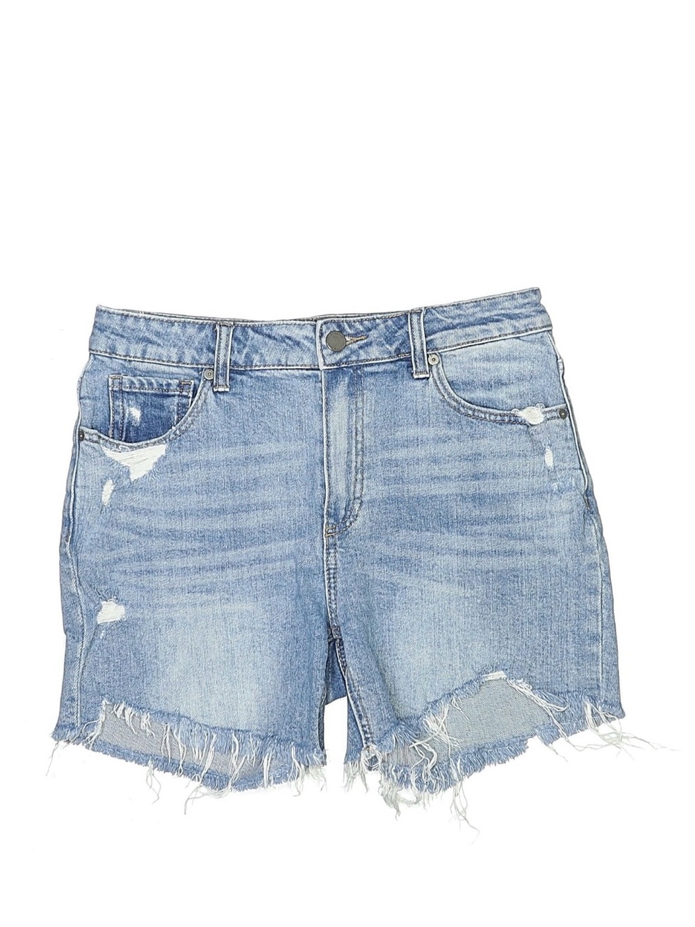 PAIGE Light Blue Distressed Denim Shorts